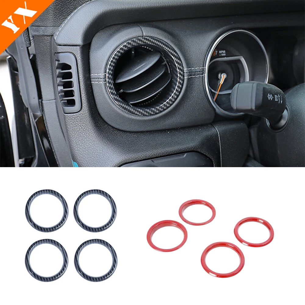 Carbon Red Look Trim For Jeep Wrangler JL Accessories 2018-2021 Car Dashboard Air Conditioner Outlet AC Vents Garnish Cover