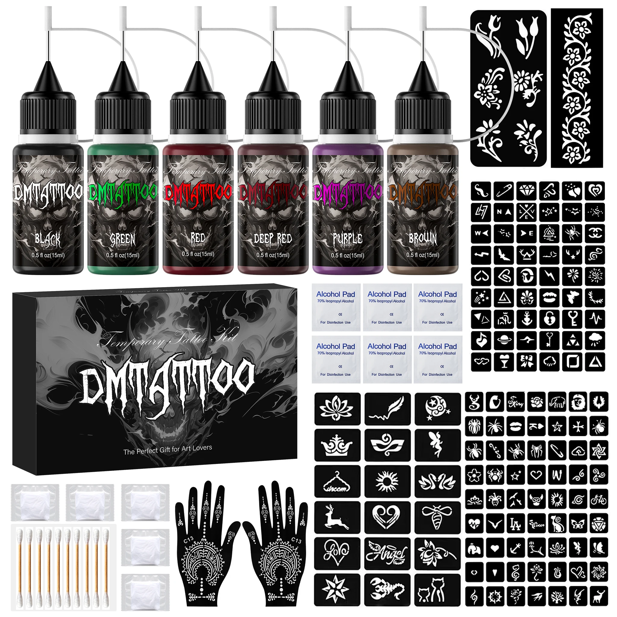 6 Color Waterproof Temporary Tattoo Sticker Flower Bird Butterfly Dreamcatcher Body Arm Sleeve Chest Fake Totem for Women Men