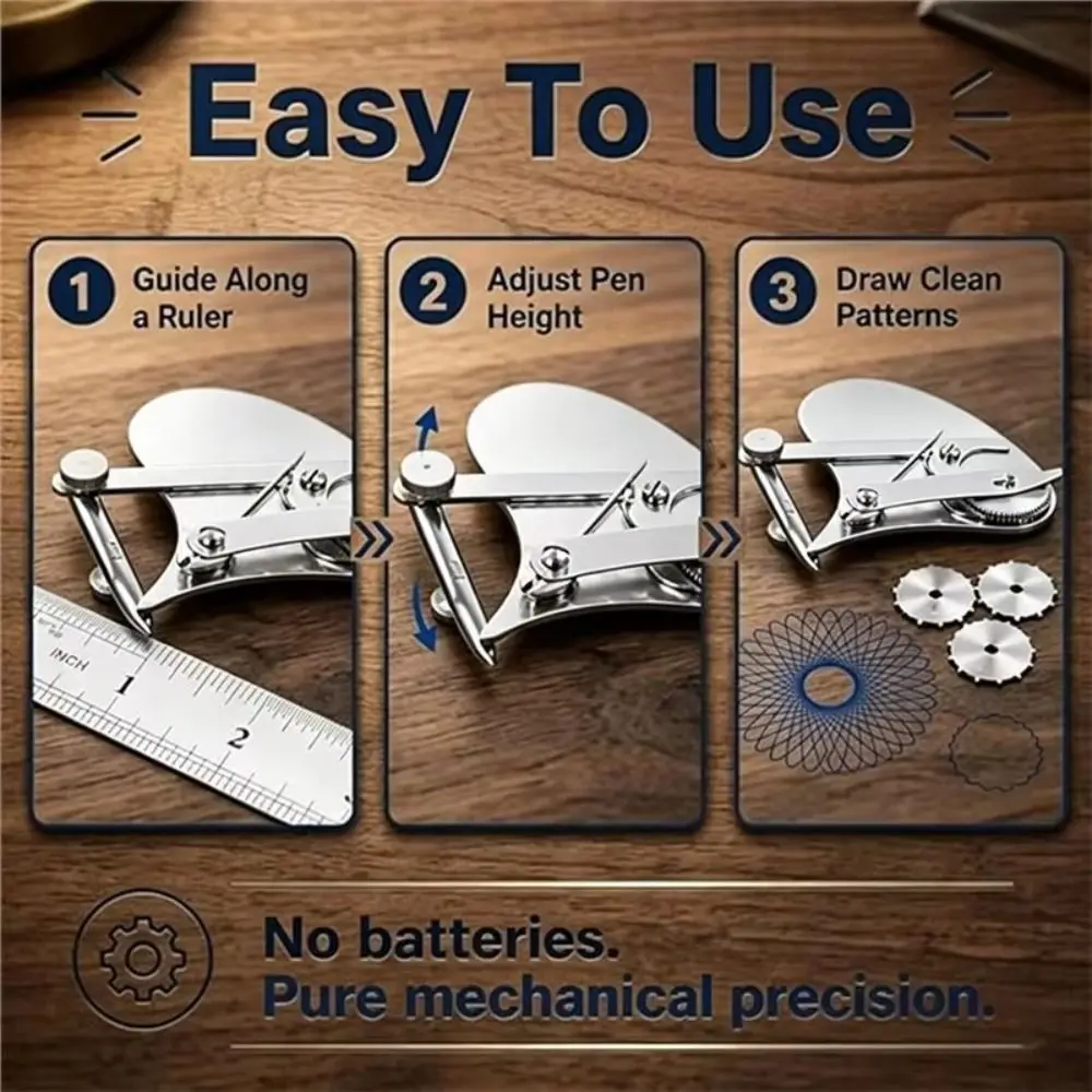 Vintage Precision Ruling Pen Set Interchangeable Wheels Solid Alloy Material Drawing Tool Comfortable Handheld Shape