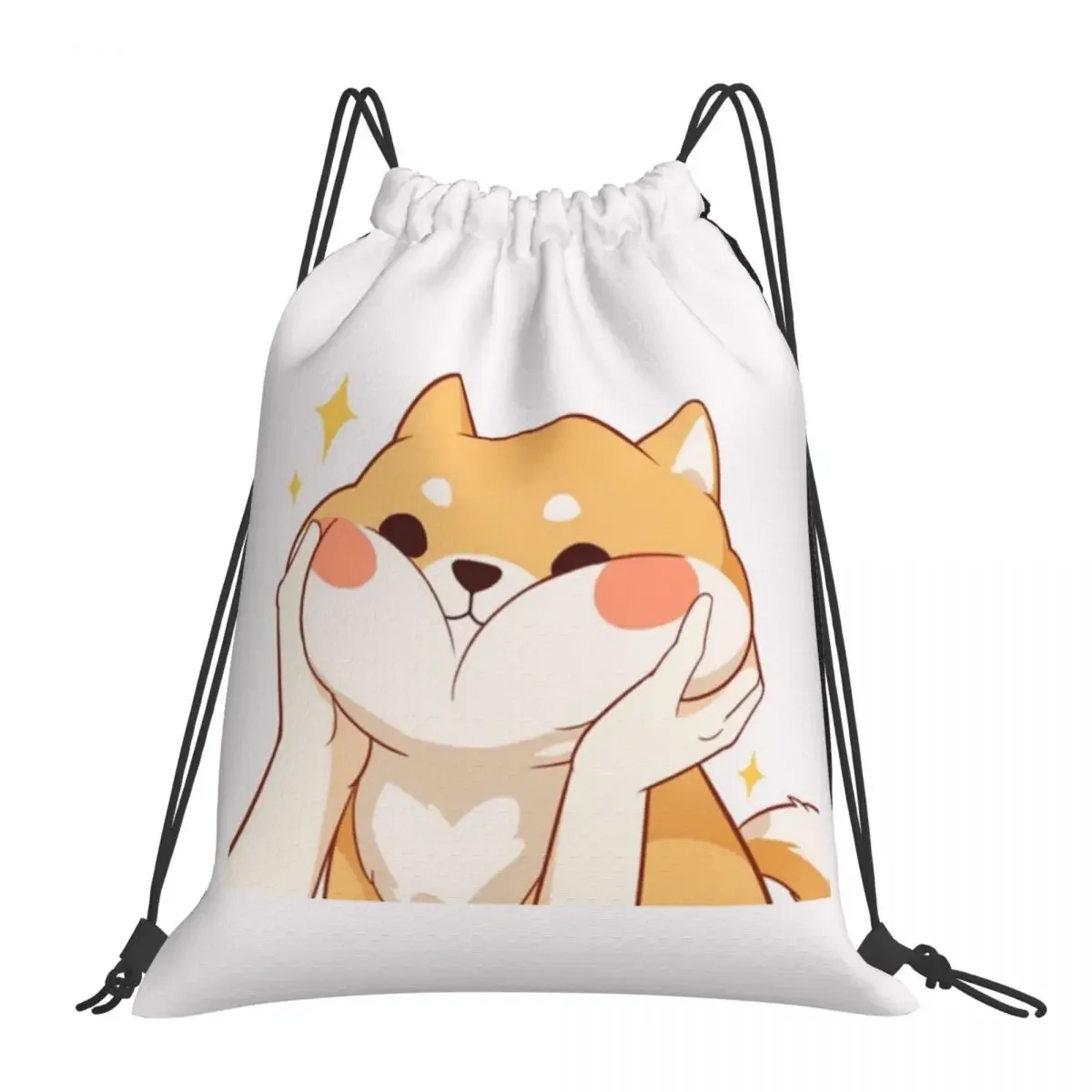 Kawaii Shiba Inu Backpacks Fashion Portable Drawstring Bags Drawstring Bundle Pocket Sports Bag BookBag For Man Woman School