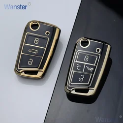 3/4 Bottons Car Key Case Fob Cover Shell for Volkswagen Vw Virtus Seat Ibiza Skoda Superb Golf Mk7 Passat B8 Tiguan Accessories