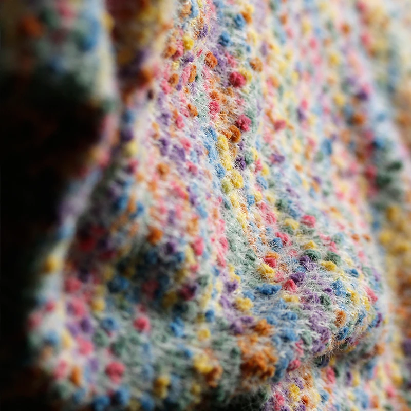 

Colorful Polka Dot Plush Autumn Winter Knitted Fabric for DIY Background Decoration Clothing Diy Sewing Per Meter Cloth Material