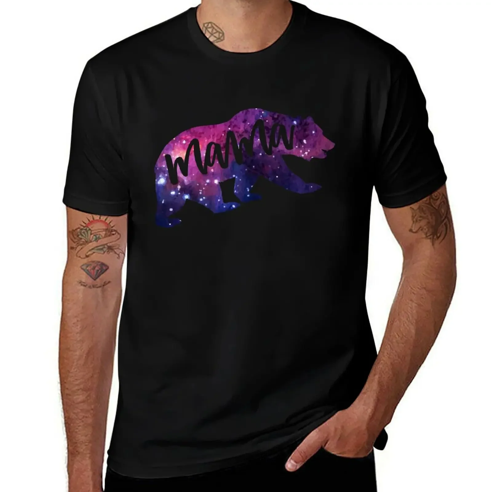 Magical Galaxy Mama Bear T-Shirt heavyweights plain t shirt men