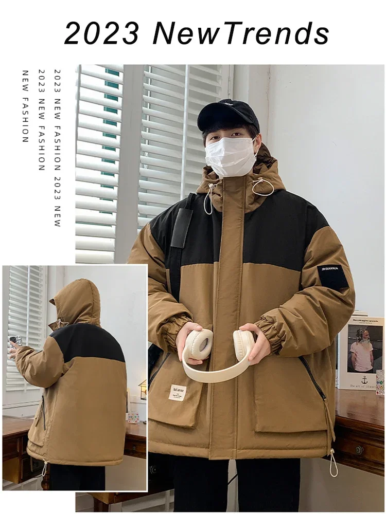 2024 nova jaqueta de inverno masculina grosso quente parkas seda-como algodão acolchoado jaquetas homem com capuz blusão casaco térmico tamanho grande 8xl