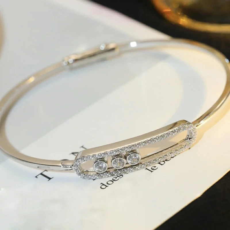 

Hot Sale 925 Silver Classic MOVE Sliding Bracelet Women Fashion Simple Luxury Jewelry Wedding Party Valentine's Day Gift