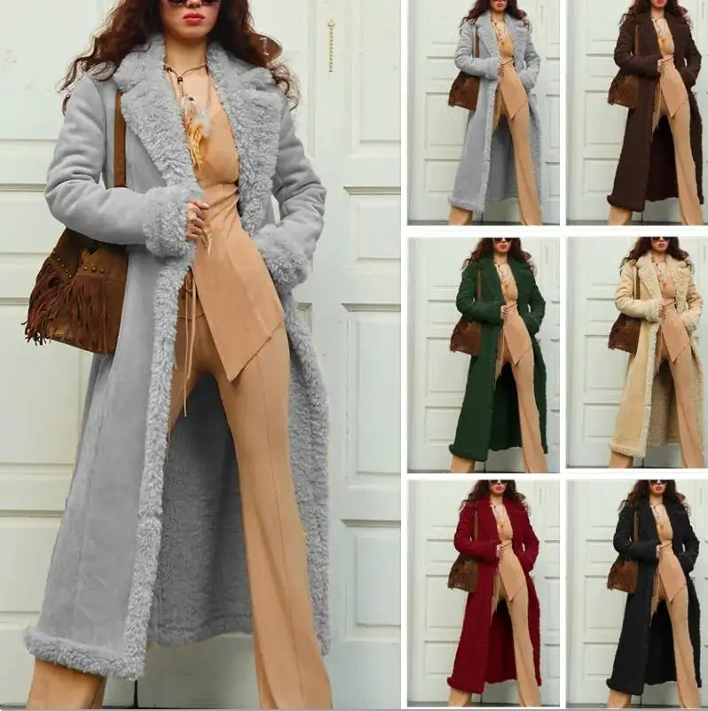Thickened Winter New Women's Jacket Long Warm Coat European Version Large Size Cold Resistant Cotton Clothes Suede Fabric