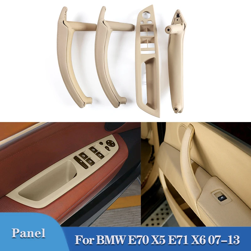 

7PCS RHD Car Leather Door Inner Handle Cover Glass Lifter Switch Panel For BMW X5 X6 E70 E71 E72 2007-2013 Interior Accessories