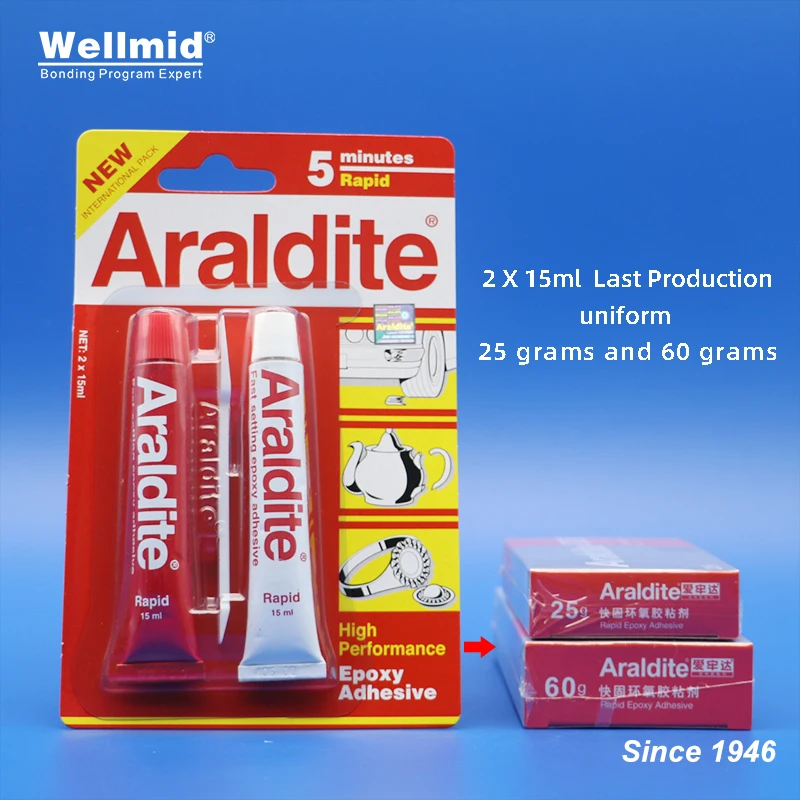 Araldite 2×15ml 2x17ml Original Clear 5 Minutes Rapid High Performance Epoxy Adhesive For Wood Household Glass Jewellery AB Glue