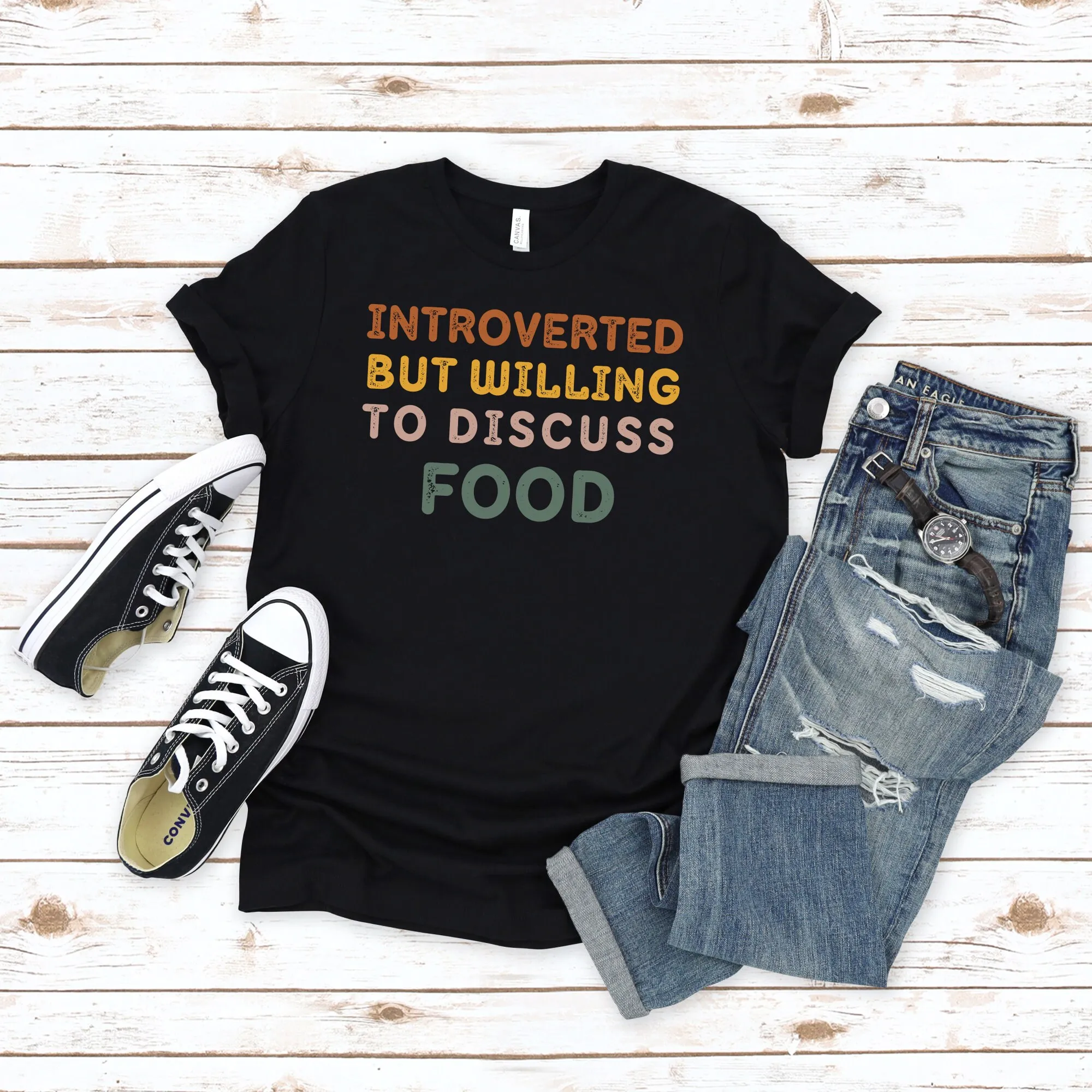 Funny Foodie T Shirt Introverted But Willing To Discuss Food Introvert