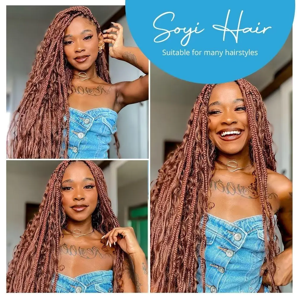 السائبة تجديل الشعر شعر الإنسان موجة عميقة ملونة غير المجهزة لا لحمة بوهو الضفائر الشعر البشري السائبة ملحقات البرازيلي شعر ريمي #4