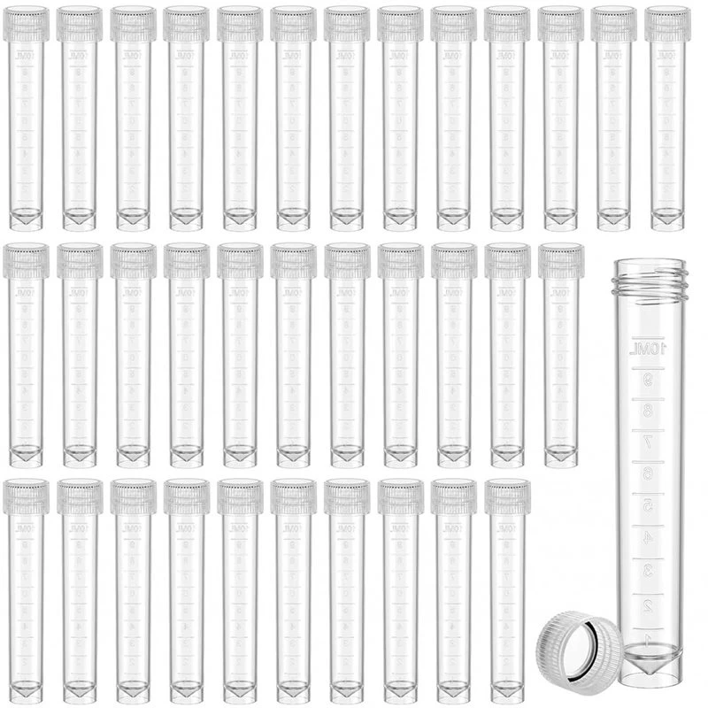 Well Made-Test-Sample-Bottles 50PCS 10Ml Plastic Graduated Vial Tube Small With Screw Caps Lid Container