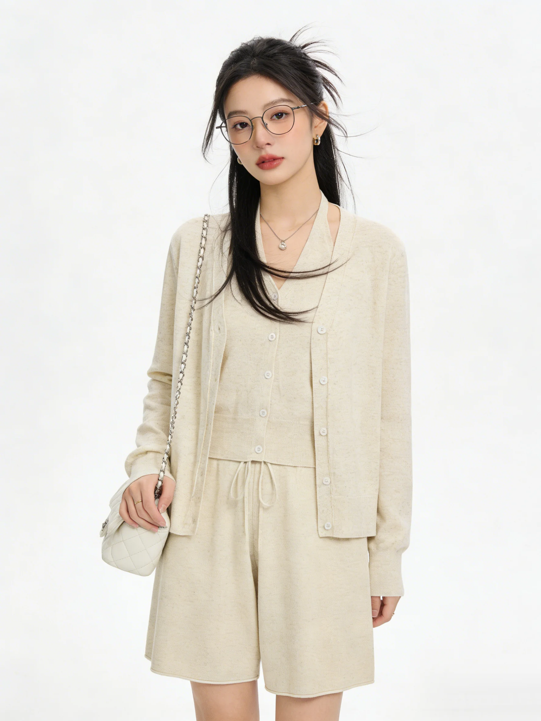 

Женский повседневный вязаный укороченный жилет с V-образным вырезом, без рукавов, дышащий, универсальный топ для весеннего сезона