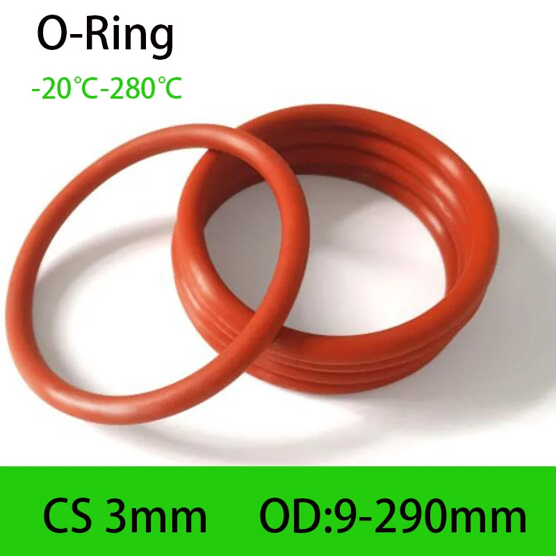 

Red/White CS 3mm Silicon Rubber O-Ring OD 9/10/11/12/13/14/15-290mm O-Rings Sealing Gasket Oil Resistant Acid & Alkali Resistant