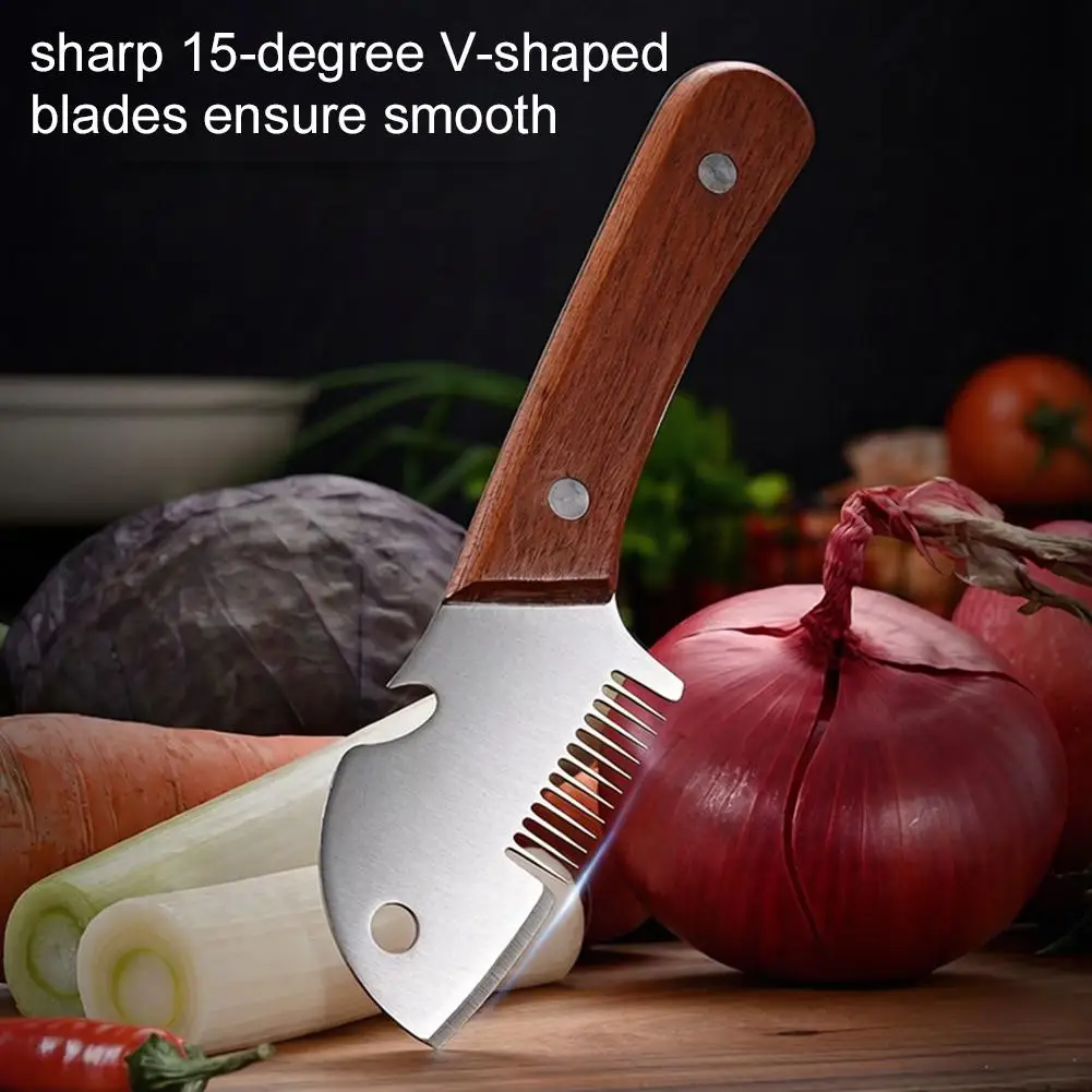Wooden Handle Household Cutting Tool Scallion Slicer Multifunctional Vegetable Cutting Tool Cutting Knife