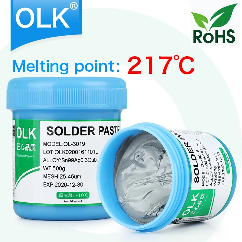 OLK Smd Lead-free Solder paste low,Medium And High Temperature Silver-Containing Solder paste LED chip Soldering Flux solder500g