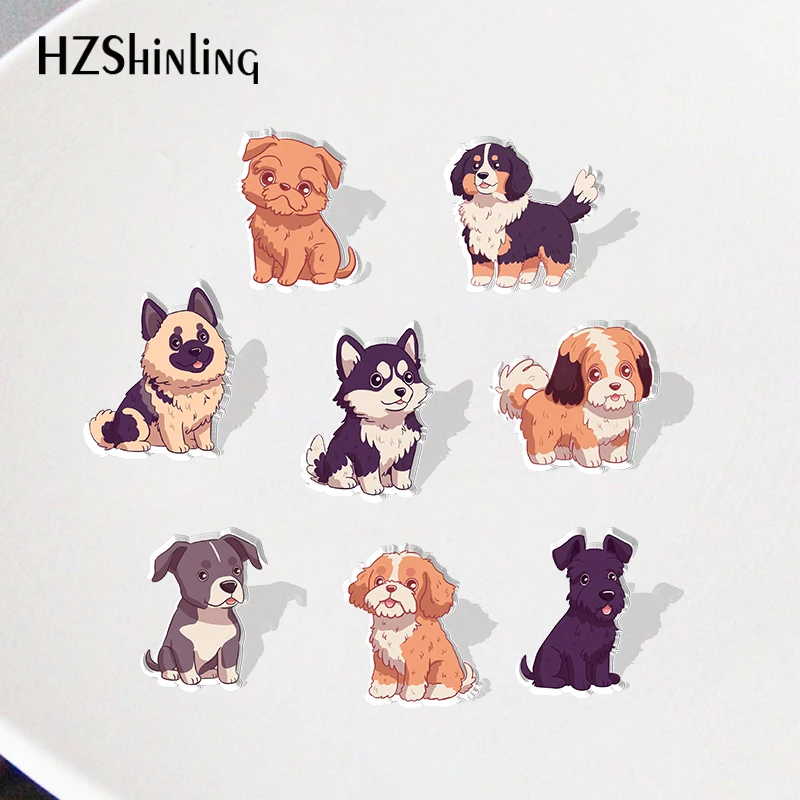 2023 Cartoon Bernese Mountain Dog Schnauzer Husky Acrylic Collar Pin Pattern Anime Acrylic Lapel Pins Resin Acrylic Epoxy