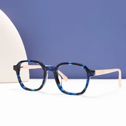 Square Acetate Men Women Eyeglasses Stylish Full Rim Rectangle Classical Glasses Frame With Spring Hinge For Prescription Lens