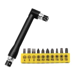 L-shaped 1/4 Hexagonal Screwdriver Bit 90 Degree Double Head Handle Black 6.35 Wrench 10pc Yellow Tape Screwdriver Bit Tool Set