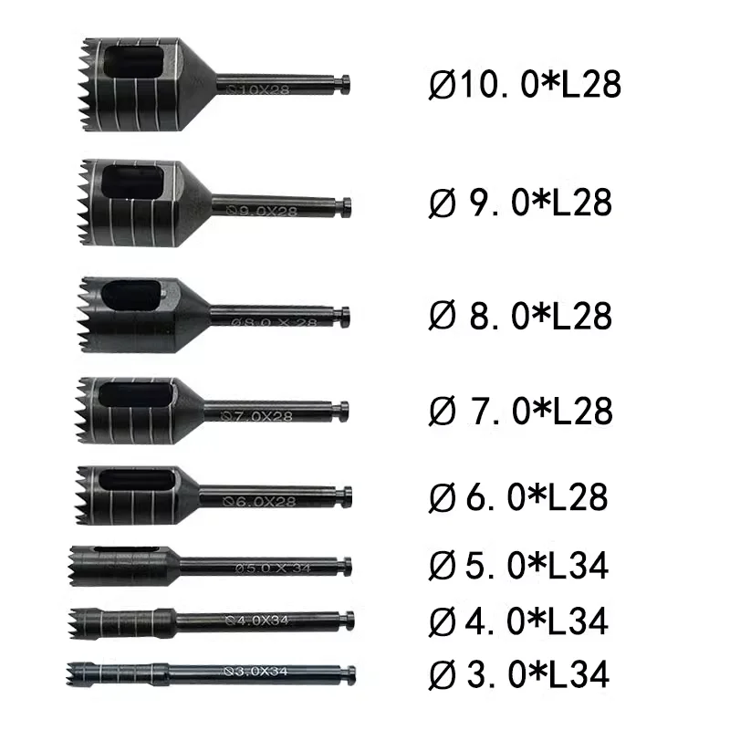 8 Pcs Dental Implant Bone Trephine Drills Kit / Trephines Set / Universal Trephines