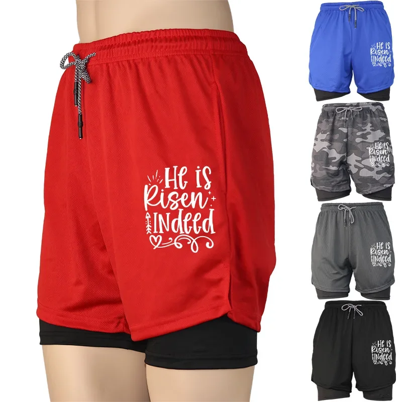 

Мужские повседневные пляжные шорты для фитнеса с принтом на плотной подкладке и принтом, повседневный стиль с несколькими карманами