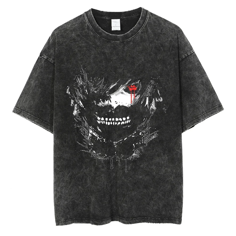 

Harajuku Fashion Black T-Shirt Tokyo Ghoul Anime Graphic Print T Shirt Summer Cotton Casual Tshirt Men Short Sleeve Tops Tees