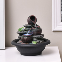 Tabletop Fountain Waterfall Desktop Electric Water Fountain Decor LED - Indoor Outdoor Portable Tabletop Decorative Zen Decor