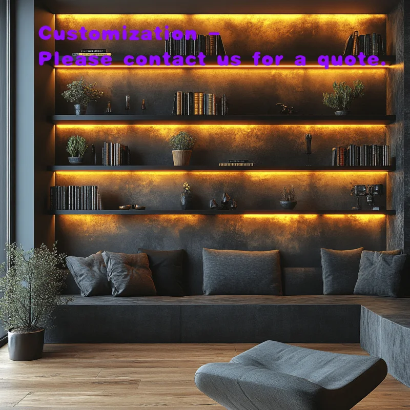 

custom.Modern Home Office & Living Room Kids Adjustable Height Wall Mount SS Metal Led Bookcases & Bookshelf with Cabinet