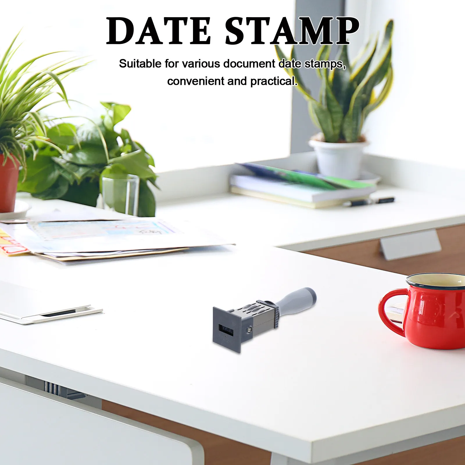Tampon dateur auto-encreur personnalisable, portable, pour bureau, marqueur bleu pour le marquage quotidien des documents, outil efficace pour l'organisation du flux de travail.
