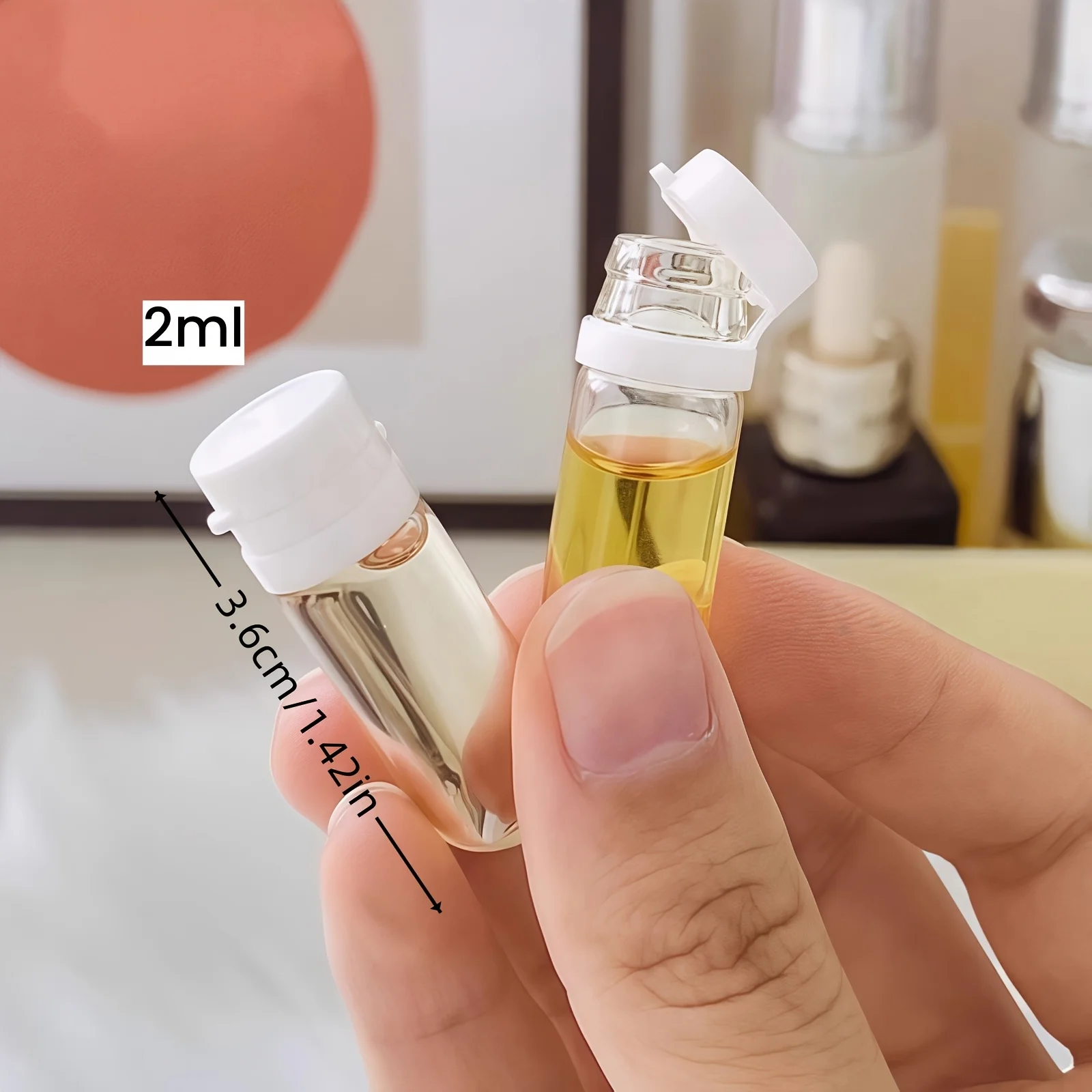 10 Mini Travel Bottles Leak-Proof Portable Transparent Glass Bottles Suitable for Makeup Remover Serum, Single-Use Empty Bottles