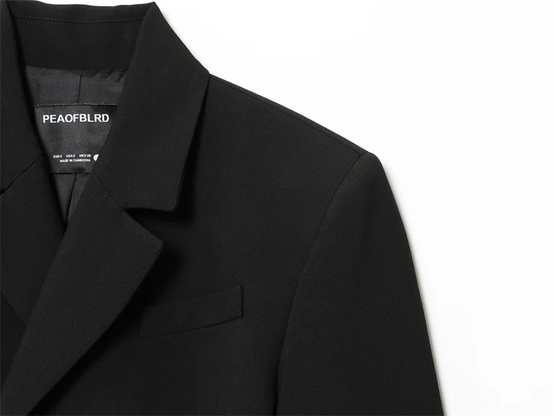 Casaco feminino 2025 outono novo estilo preto manga longa fino terno minimalista jaqueta casual deslocamento elegante casaco feminino