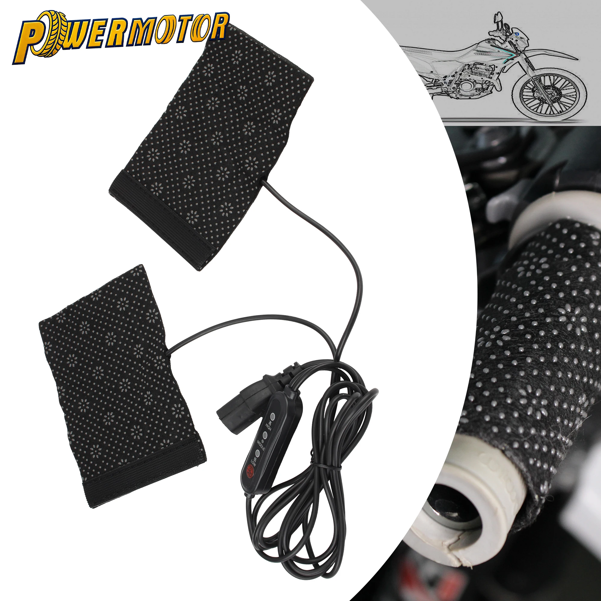 

48-72V 3 Gears Plug USB Motorcycle Electric Heating Handlebar Cover For ATV Scooter ADV Heated Handgrip Handle Cover Accessories