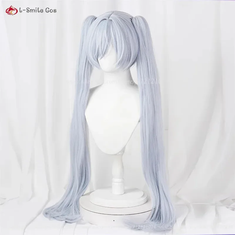 Nikke-Peluca de Cosplay de Cenicienta, cola de caballo doble, púrpura, gris, 90cm, pelo sintético resistente al calor, peluca de disfraces de Anime para Halloween