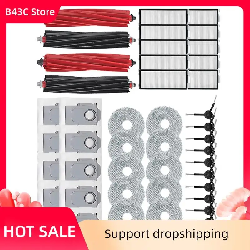 

Запасные части B43C для Roborock Qrevo Master/Qrevo Slim - комплект аксессуаров: роликовая и боковая щетки, HEPA-фильтр, тряпка для влажной уборки, мешок для сбора пыли.