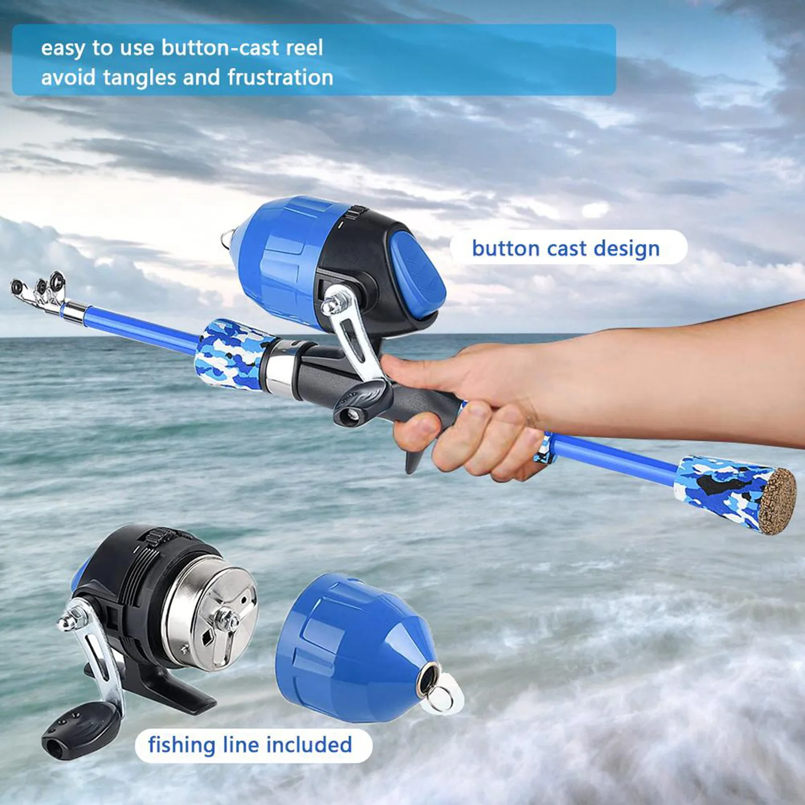 

ZK40 Kids Fishing Rod Children Fishing Pole Portable Telescopic Fishing Rod and Reel Combo Kit for Teenagers Girls Fishing Rod w