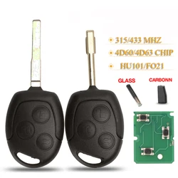 Jingyuqin 3 Bottoni Chiave A Distanza Fob 315/433 MHz 4D60 ID63 Chip Per Ford Mondeo Focus Fusion Fiesta Galaxy Transit HU101/FO21 Lama