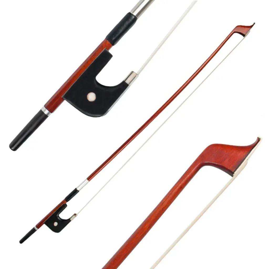 Лук для двойного баса Pernambuco для 4/4, обертывание из овечьей кожи, черное дерево, лягушка W, Монголия, конские волосы