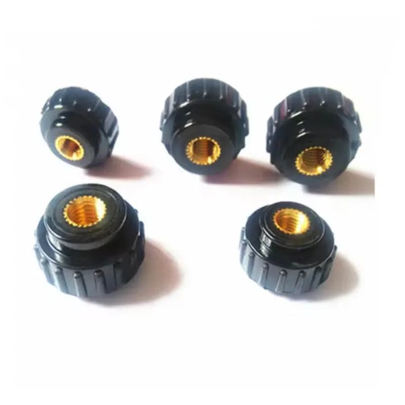 M4 M5 M6 Round Striped Plastic Knob Nut Rubber Head Hand Tighten Thumb Screw Cap Manual Locking Adjustable Hardware Fastener