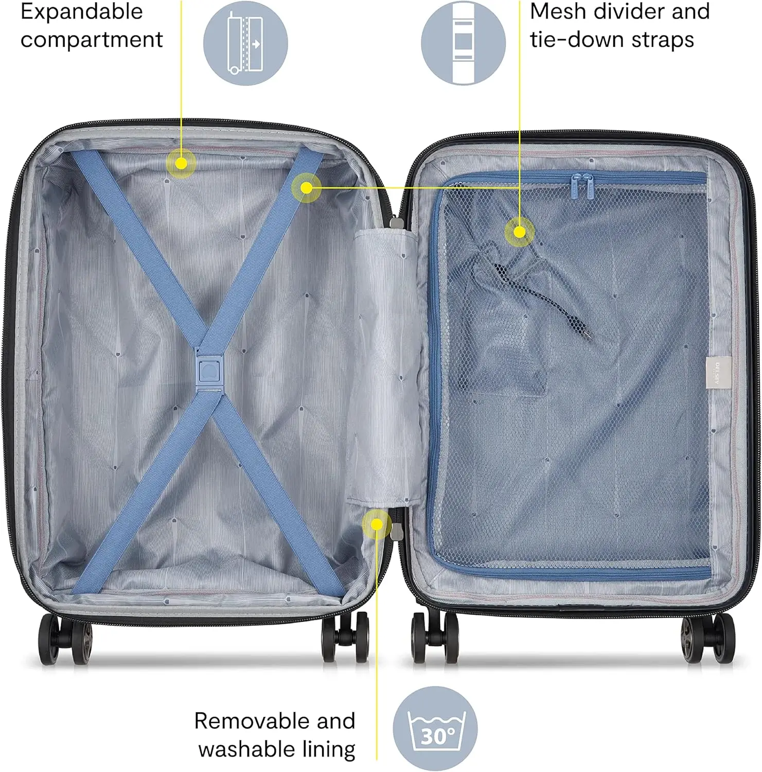 Bagagem de mão rígida expansível com rodas giratórias, porta USB e trava TSA - Marfim 20 polegadas