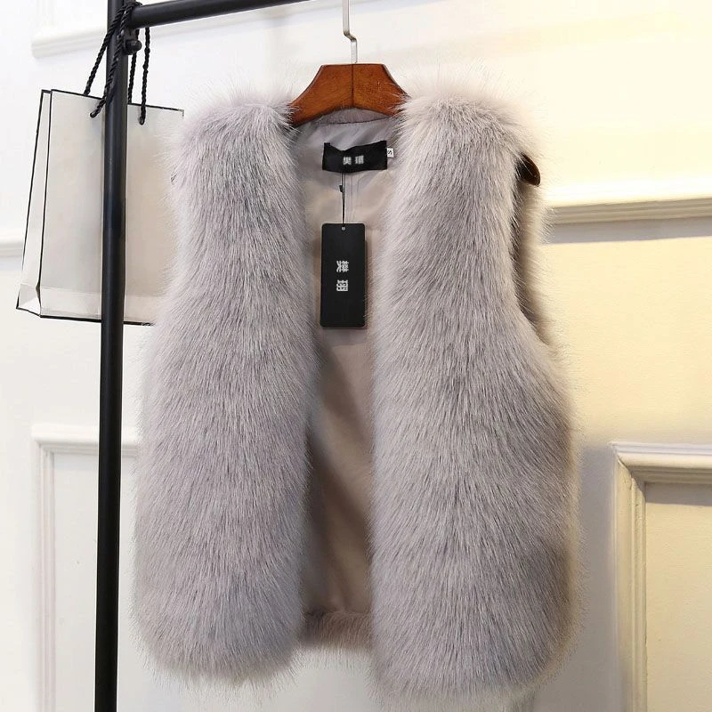 Fur Jacket Women\'s Sleeveless Vest Winter Mid-length Faux Coat Elegant Thermal 2026