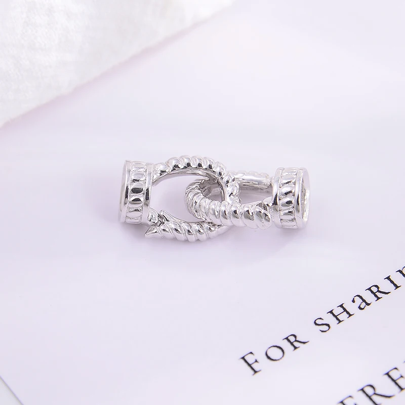 S925 Sterling Silver Pearls Clasps Double Head Spiral Twist Connector Clasp for DIY Pearls Necklace Jewelry Accessories SK33