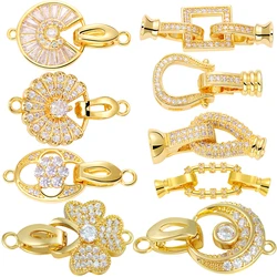 Juya artesanal 18k banhado a ouro decoração conector prendedor de bloqueio fechos acessórios para diy needlework miçangas jóias fazendo