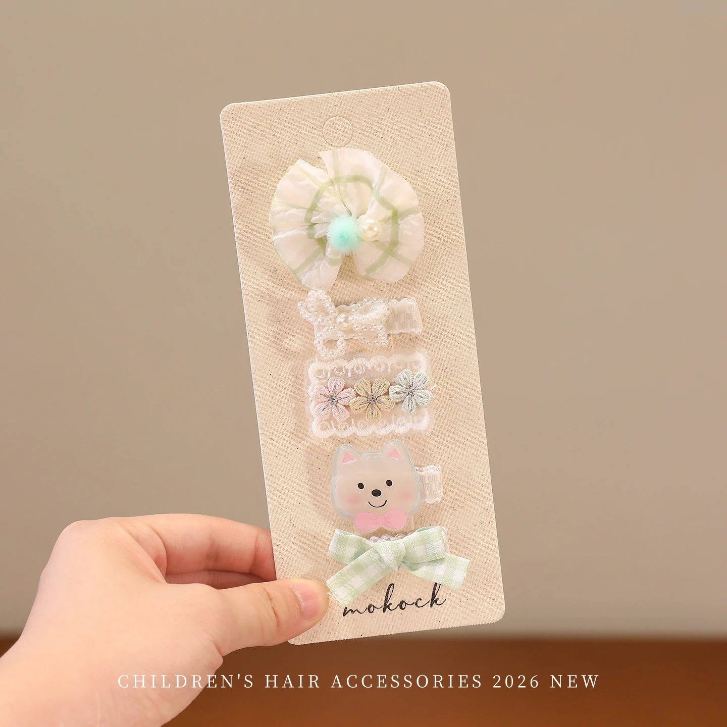 5-teiliges BB-Clips-Set für Kinder, Haarschmuck, süße bedruckte Haarspangen, Haarspange für Mädchen, Haarspange im Ins-Stil, Schleifen, Haarnadel-Ornament – Detail 6