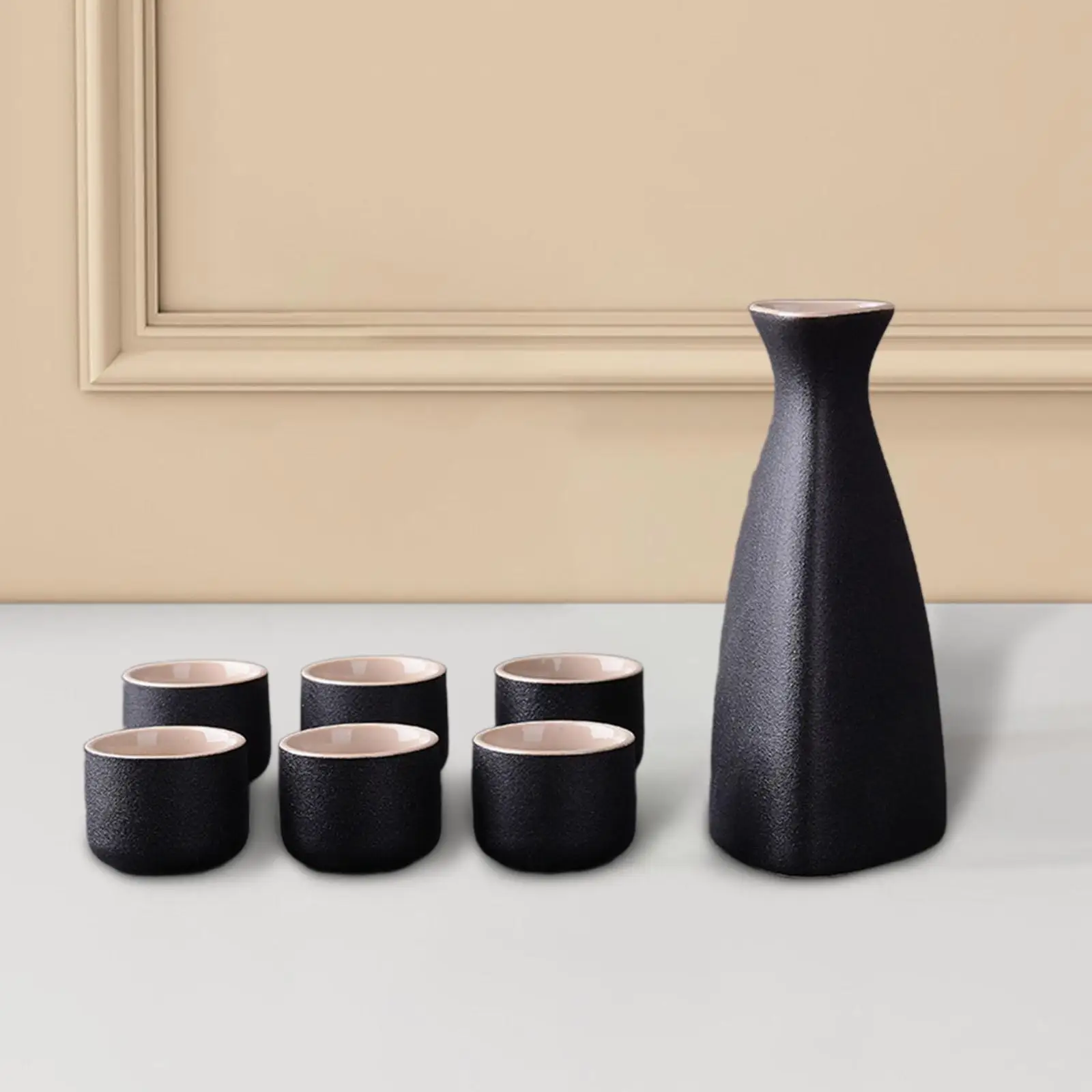 Japanese Sake Set Crafts Ornament Adults Gifts Ceramic Sake Pot and Sake Cups for Cupboard Cabinet Drawer Home Tea Party