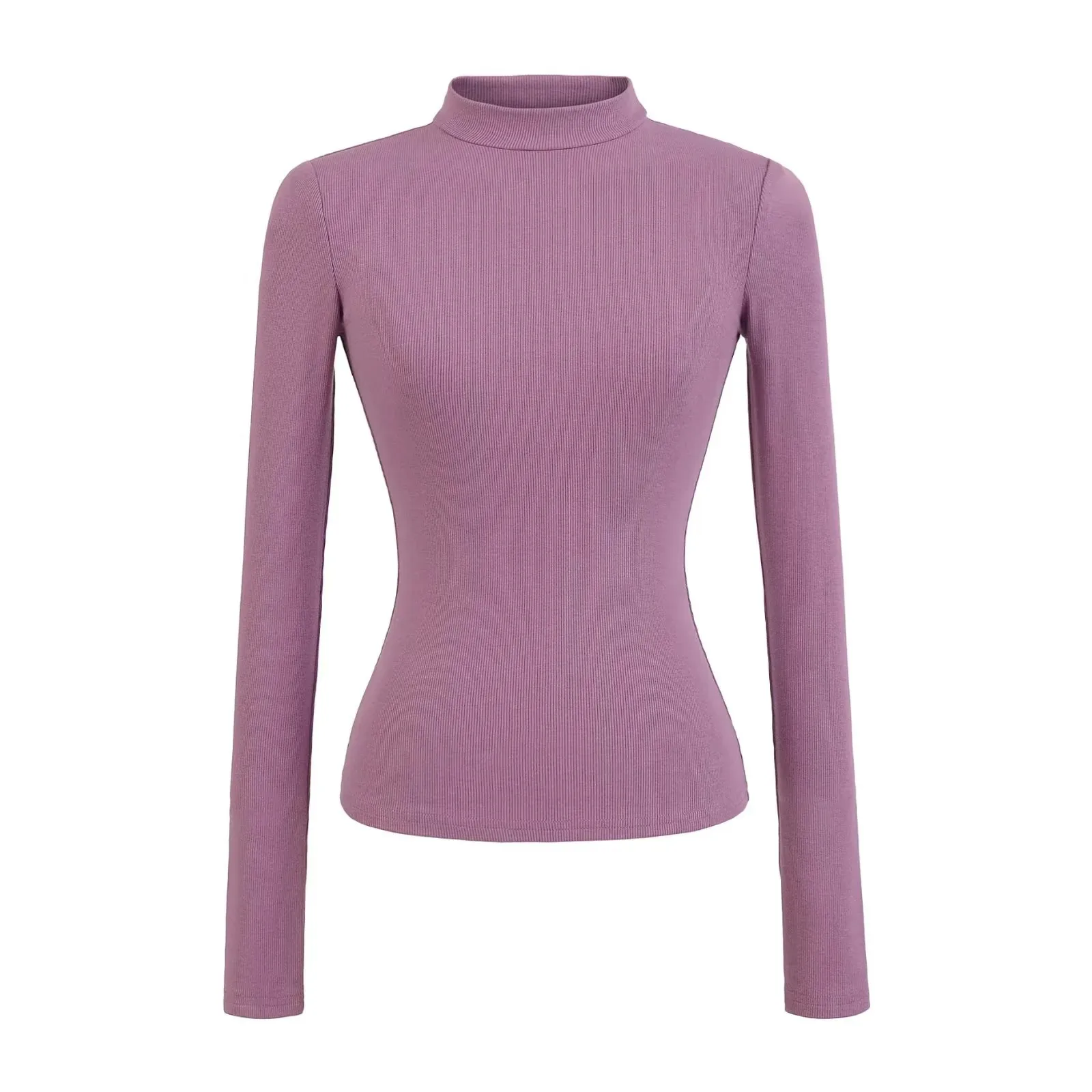 Half High Collar Style Long Sleeve Right Shoulder Slimming T-shirt Women Autumn Winter Pinch Waist Sexy Short Thread Slim SHEK
