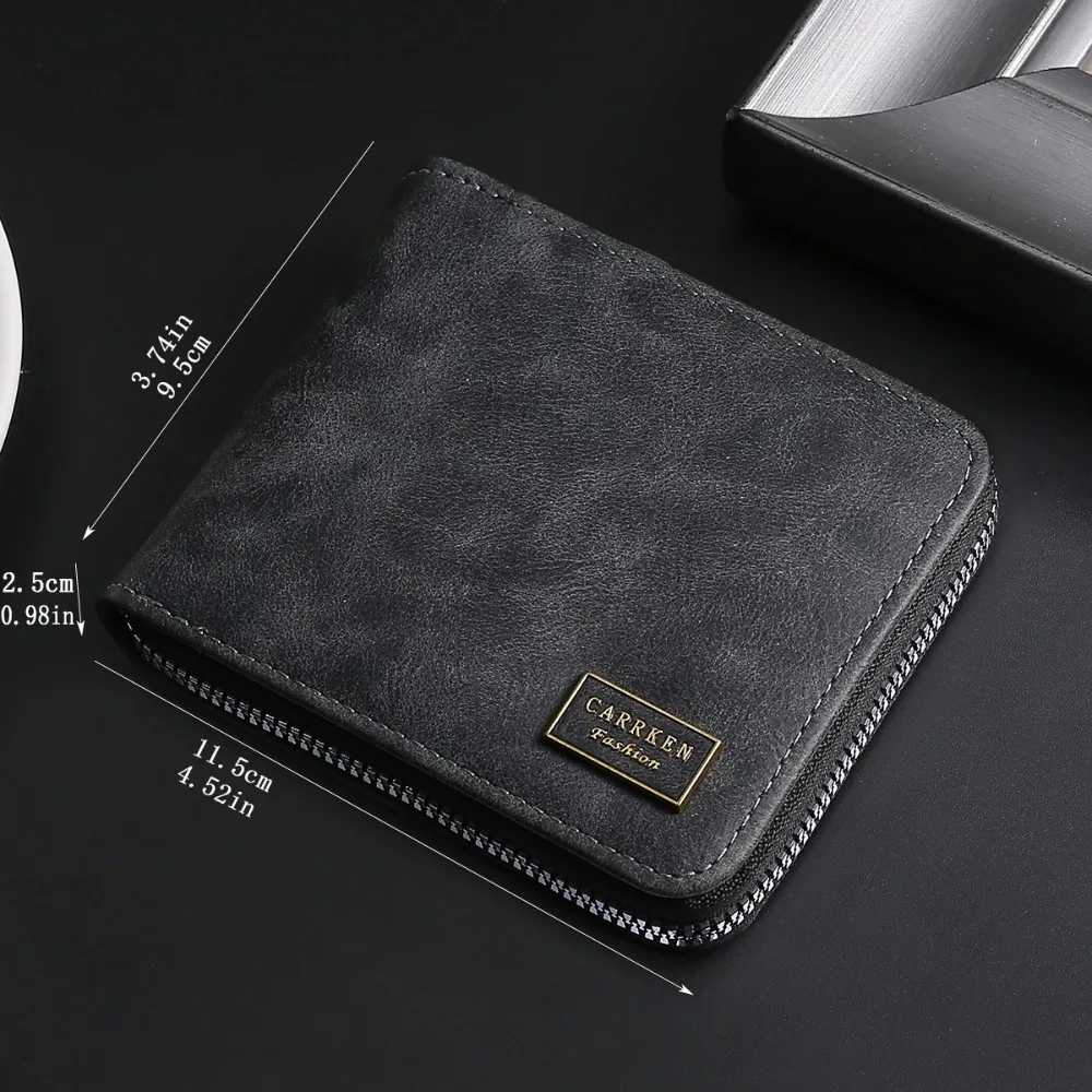 คุณภาพสูงกระเป๋าเหรียญเรียบง่ายมัลติฟังก์ชั่สั้นซิปกระเป๋าสตางค์ขนาดใหญ่ความจุกระเป๋าบัตรเครดิตผู้ชาย