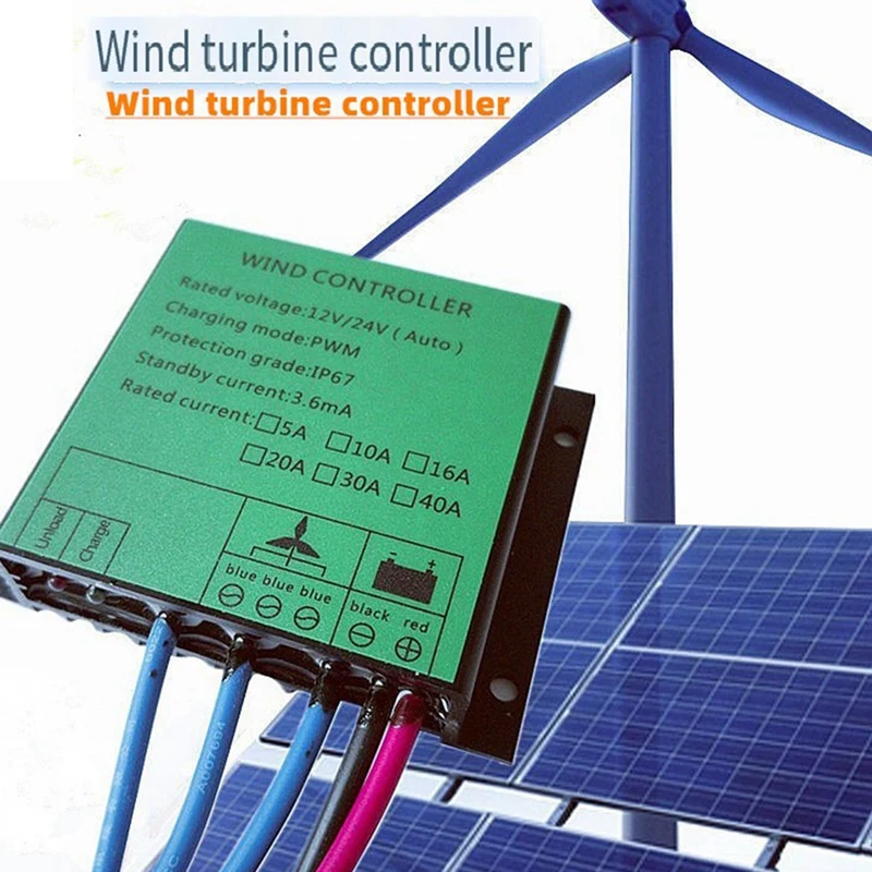 Controlador pwm 300w controlador de carga da turbina eólica regulador à prova água para gerador eólico 12v 24v interruptor automático 16a