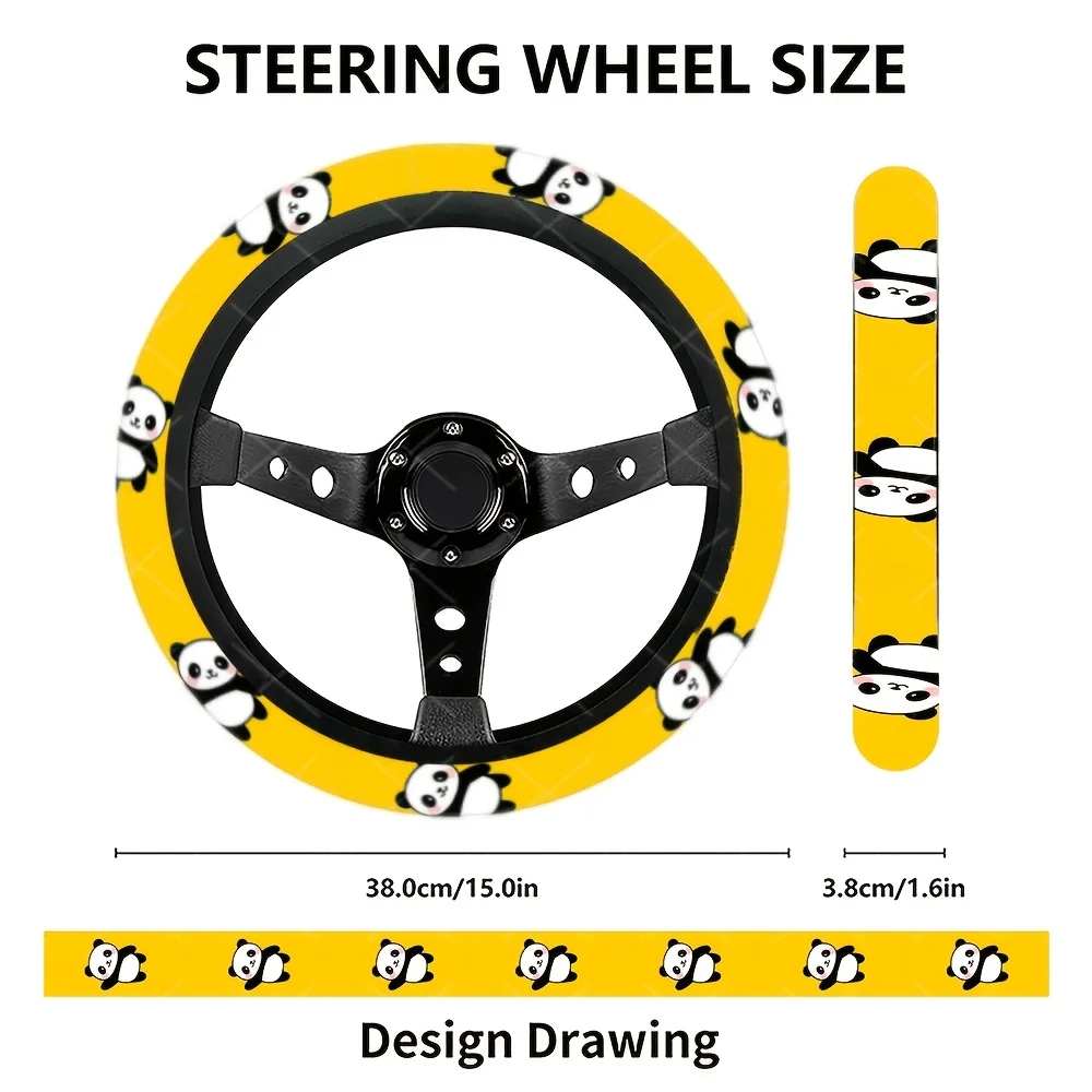 Panda - Themed Steering Wheel Cover, Durable & Stylish Design, Fit Cars, SUVs, Trucks, Car Interior Accessories for Women Men