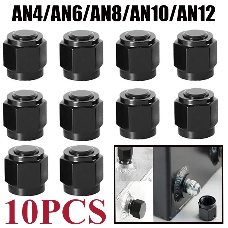 10Pcs AN4 AN6 AN8 AN10 AN12 Adapter Female Flare End Cap Plug Tube Nut Hexagon Head Port Blanking Lock Hose Connector Fitting