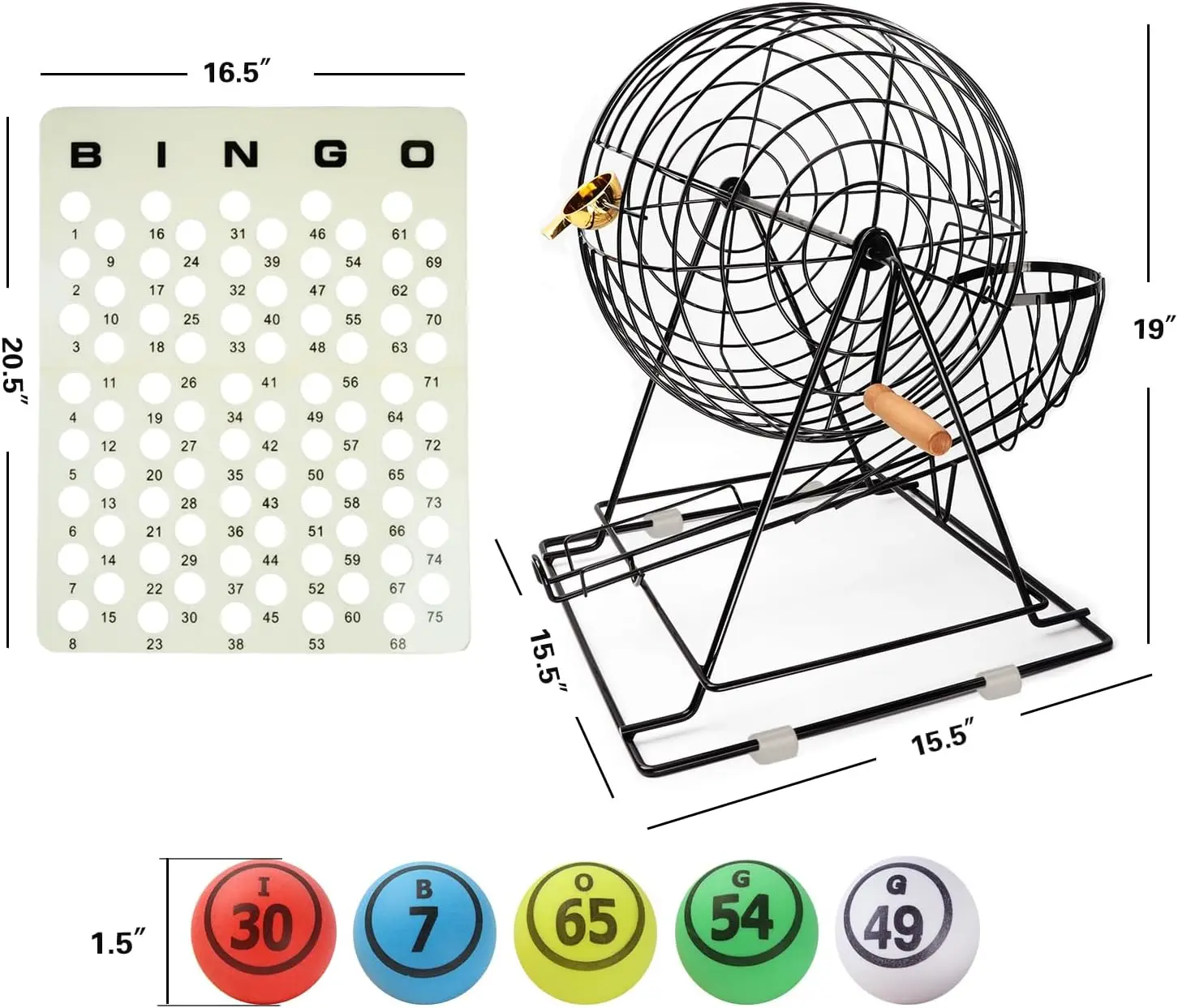 Games & Sports Expert Professional Bingo Game Set with Jumbo Bingo Cage, 1.5