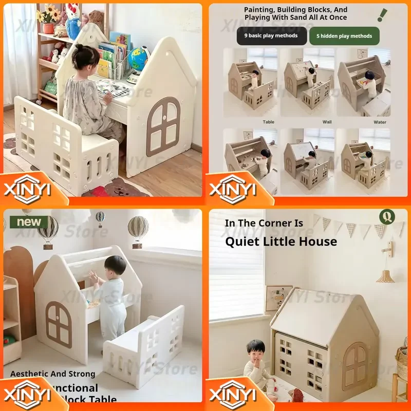 Multi-Functional Building Block Table for Kids Drawing Table for Children Coloring Table with Building Blocks